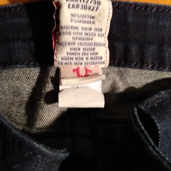 Women's Vintage True Religion Billy Super T Dark Indigo Blue Denim Jeans USA S30 - Picture 4 of 7